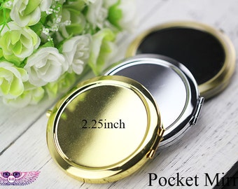 Personalized Compact Mirror Blank - Photo Frame Pocket Mirror - Metal Vintage Round Compact Trays -  Mirrors Assembled pocket mirror