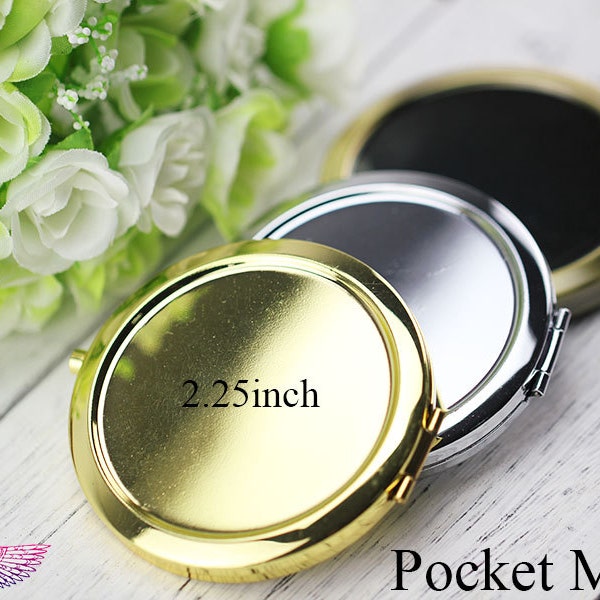 Personalized Compact Mirror Blank - Photo Frame Pocket Mirror - Metal Vintage Round Compact Trays -  Mirrors Assembled pocket mirror