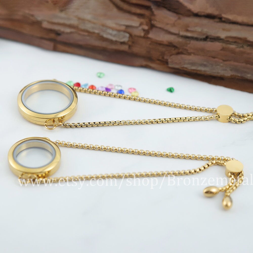 Glass Locket Bracelet - Memory Floating Locket- Round Keepsake Locket ...
