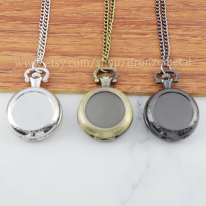 DIY KITS - 25mm Bezel Pocket Watch Necklace - Photo Cabochon Locket Bezel Tray Blanks - Base Setting Pendants - Real Watch Necklace