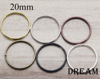 20mm Split Rings - Split Rings for Key Ring and Key Chains - 50PCS - Silver Ant Bronze Ant Copper Black Gold Ant Silver Split Rings Key Ring