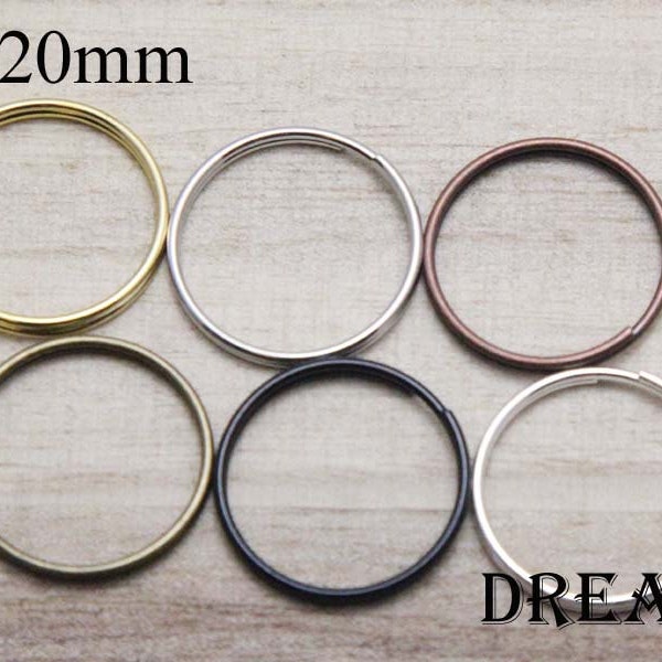 20mm Split Rings - Split Rings for Key Ring and Key Chains - 50PCS - Silver Ant Bronze Ant Copper Black Gold Ant Silver Split Rings Key Ring