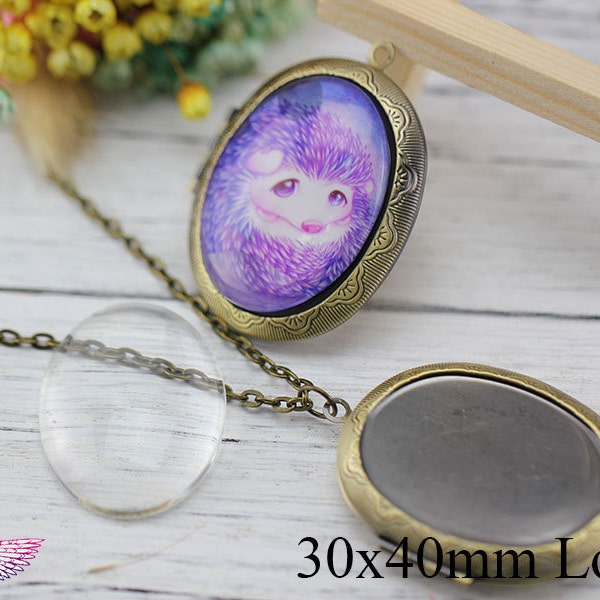 30x40mm Oval  Blank Locket Cameo Base Settings Bezels -Vintage Brass Bronze- Photo Locket Blank - DIY Cameo Locket Tray Mother's Gift