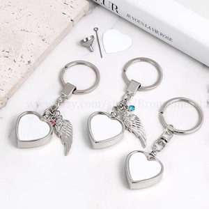 Portachiavi ricordo a forma di cuore con stampa a sublimazione, urna commemorativa, urna commemorativa per cremazione, gioielli per cremazione per ceneri, ciondolo con urna commemorativa