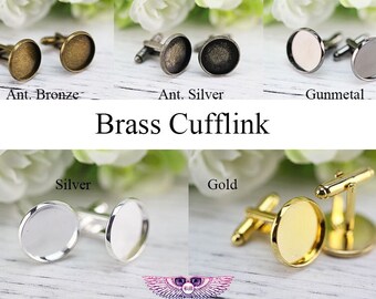 14mm Bezel Cufflink Blanks-cuff link sleeve button findings -Rose Gold Cufflink Bezel Settings - DIY Cuff links - Photo Cufflink Supplies