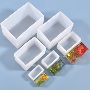 Epoxy Resin Mold Resin Casting Molds Rectangle Silicone Mold For Jewelry DIY Dried Flower Decorative Filled Molds 6 Sizes