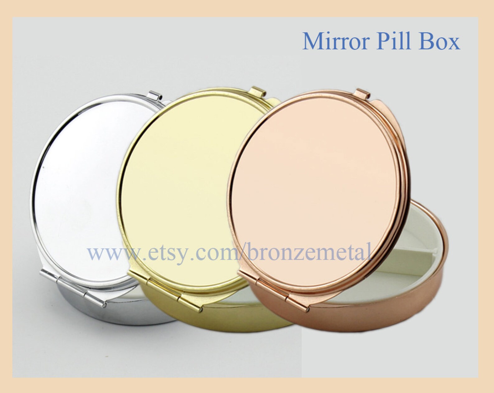 3days Mirror Pill Box Contrainer Compart Mirror Pill Box Etsy