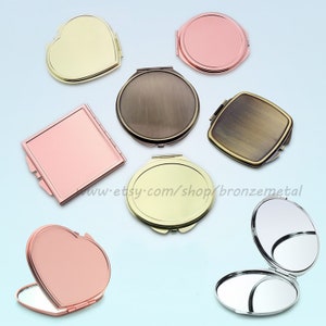 Compact Mirrors Blanks - Pocket Mirror DIY - Customize Glass Mirror - Hand Held Magnifying Mirror Tray for Purse