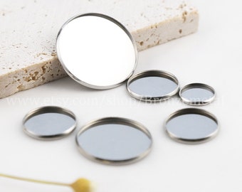 Stainless Steel Bezel Cups - Bezel Cabochon Setting - Glass Bezel Blanks - Stainless Steel Bezels - Steel Glass Setting