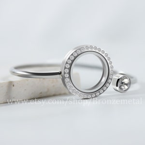 Memory Living Floating Charm Locket Bracelet - Fillable Glass Locket Bangle DIY -Stainless Steel 25mm Crystal and Plain Mother&#39;s Gift