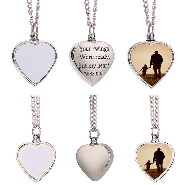 Collier souvenir urne coeur blanc sublimation - médaillon urne - médaillon urne funéraire - bijoux de crémation pour cendres