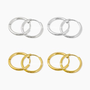 10pcs 18k Gold Plated Huggie Hoop Earring - Stainless Steel Ear Piercing Hoop 8mm to 20mm 2.0/2.5mm Sleeper Earring Hoops