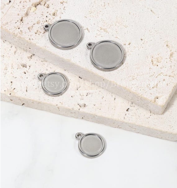 20pcs Bezel Setting Thick Stainless Steel Cups Double Sided Bezel Charms Bezel Pendant Blanks