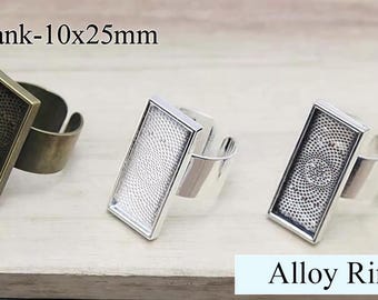 10x25mm Ring Blanks- Ring Cabochon Setting - Finger Ring Bezels - Ring Base - Adjustable Finger Ring Trays-Blank Ring Setting-Jewelry Making