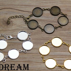 Bezel Armband Rohlinge - Handmade Vintage Armband Setting - Blank Bezel Link Photo Charm Armband - Cabochon Bezel Blanks - N Sizes
