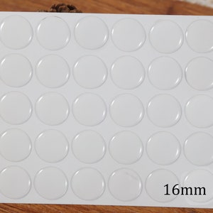 Round Clear Epoxy Stickers - 16mm - Epoxy Resin Craft Stickers - Epoxy Domes - Transparent Epoxy Stickers