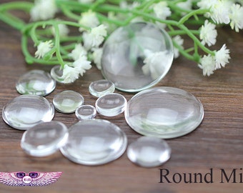 Clear Glass Cabochon Round - Quality Glass Dome - High Clear Flat Back - Magnify Glass Inserts - Transparent Glass Domes - N Sizes - 50pcs