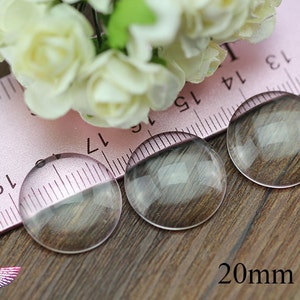 Magnify Glass 20mm Round Clear Glass Cabochons-Clear Glass Covers Clear Glass 20mm Pendant and Bezel Glass Top Cabochon Glass 20mm image 2