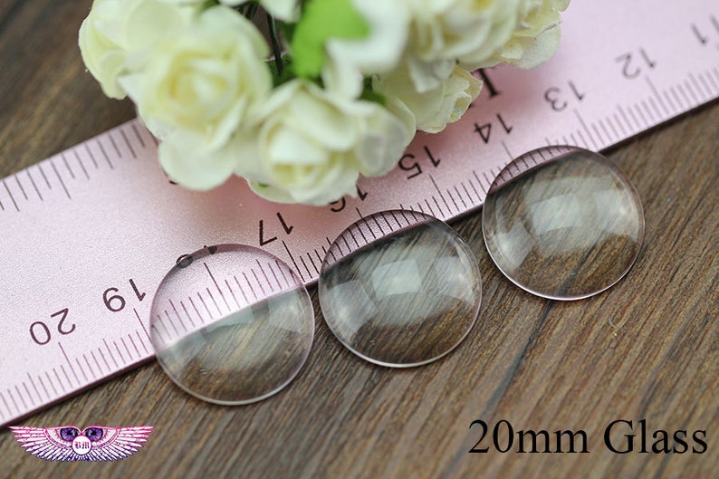 Magnify Glass 20mm Round Clear Glass Cabochons-Clear Glass Covers Clear Glass 20mm Pendant and Bezel Glass Top Cabochon Glass 20mm image 2