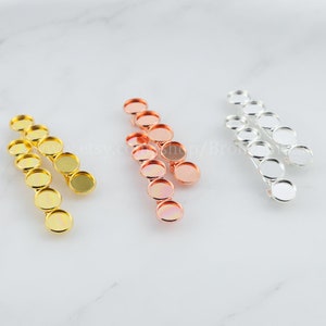 12mm Blank hair-clip barrettes with 5 Bezels - Hair Pin Findings, hair-clip barrettes - Cabochon Setting - Hair Bezel Trays