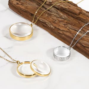 Curved Glass Locket - Stainless Steel Living Locket Pendant - Locket for Women Hold Pictures - Memorial Floating Locket Necklace