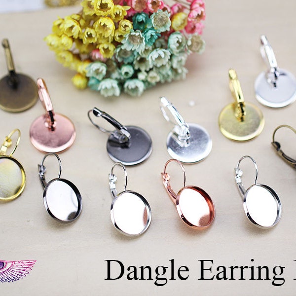 Round French Lever Back Earrings - Earring Component Blanks - 12mm 14mm 16mm 18mm 20mm 25mm