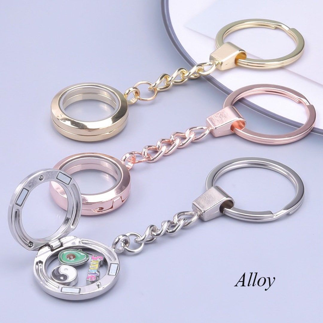 Glass Locket Keychain Fillable Floating Locket for Gemstones Sand Ashes ...