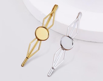 12mm Bobby Pins Blank - Special-shaped hairpin - DIY Hair Glass Setting - Fit 12mm cabochon Hair Bezel Cabochon mounting - Hair Clips Blanks