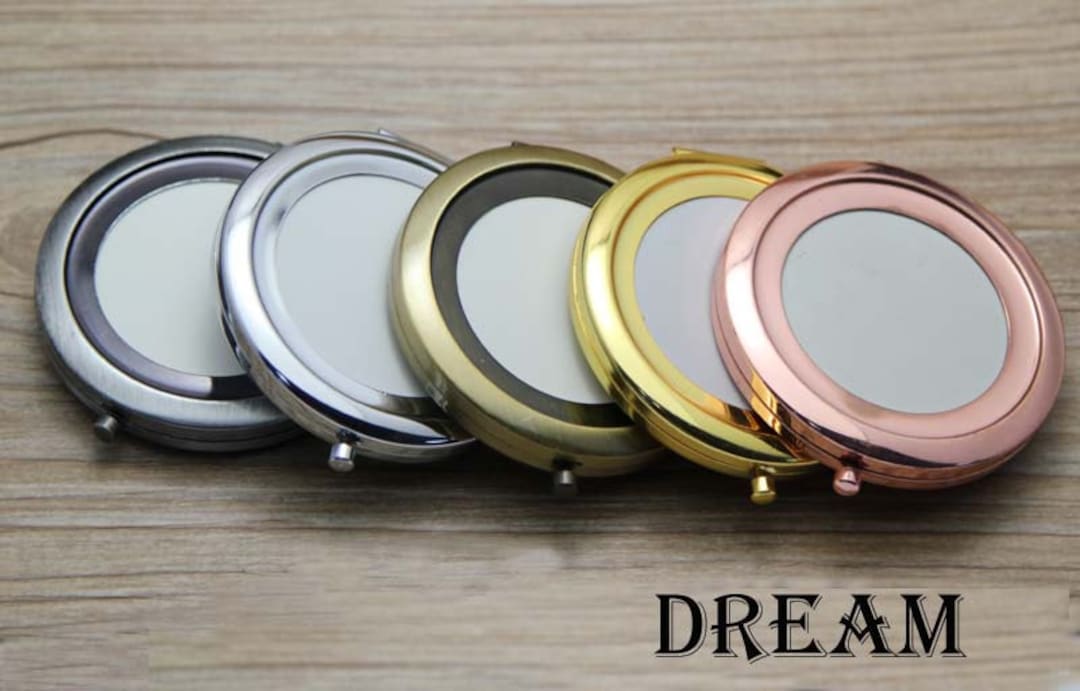 Pocket Mirror Kit 70mm Round Blank Compact Mirror Round Compact Tray DIY Portable Cosmetic