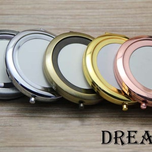 Pocket Mirror Kit - 70mm Round Blank Compact Mirror Round Compact Tray DIY Portable Cosmetic Mirror Embroidery Sumblimation Kits