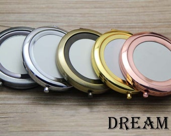 Pocket Mirror Kit - 70mm Round Blank Compact Mirror Round Compact Tray DIY Portable Cosmetic Mirror Embroidery Sumblimation Kits