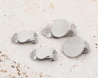 20pcs Stainless Steel Clip On Earring with Glue Pad - Non Pierced Ear Clip backs - Surgical Earring Components
