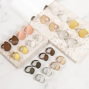 20pcs Water Drop Ring Base, Tear Shape Ring Blanks, Oval Ring Base Setting - Cabochons Finger Ring - 13x18mm 18x25mm