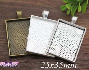 Bandeja colgante rectangular - Configuración en blanco colgante- Bandejas colgantes de vidrio - Cabujones de vidrio de 25x35 mm - Configuración de cabujón rectangular