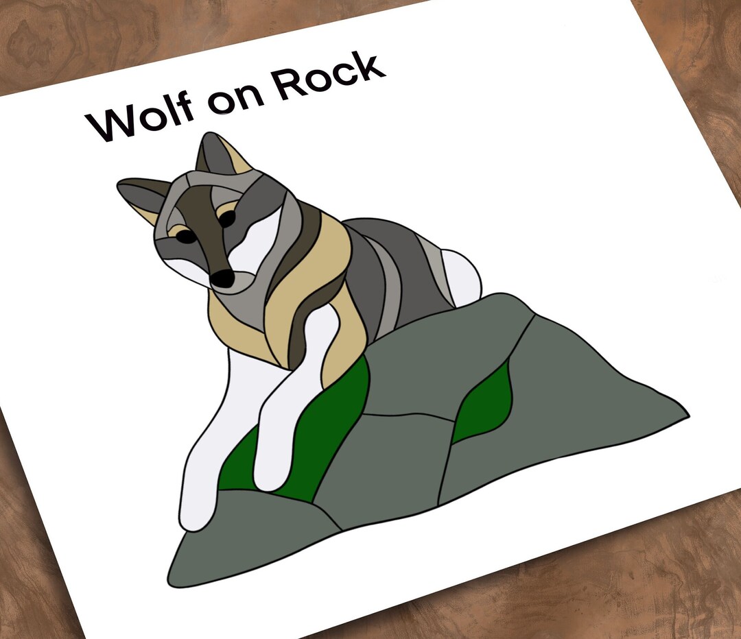 Wolf on Rock Stained Glass *PATTERN ONLY* - Etsy
