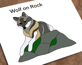 Wolf on Rock Stained Glass *PATTERN ONLY*