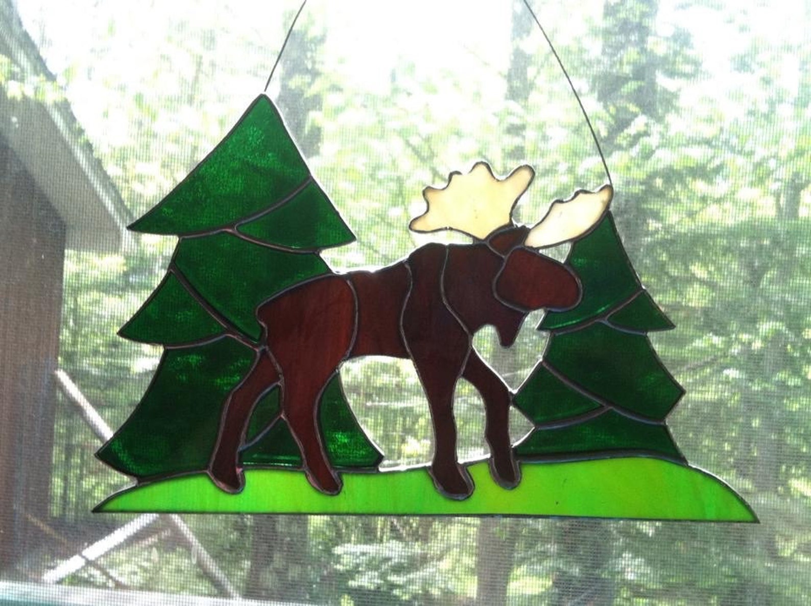 Moose Stained Glass Suncatcher Etsy