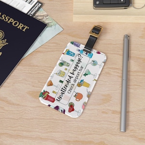 Unattended Baggage? Check airport bar Luggage Tag, Baggage Tag, Travel Accessory, Gift for Travelers, Funny Luggage Tag