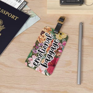 Floral Luggage Tag, Emotional Baggage Tag, Travel Accessory, Gift for Travelers, Personalize Your Luggage, Flower Pattern Tag