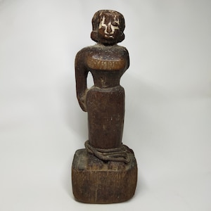 Antique Wooden Parvati Doll India Carving Sculpture Fine Art Old Primitive