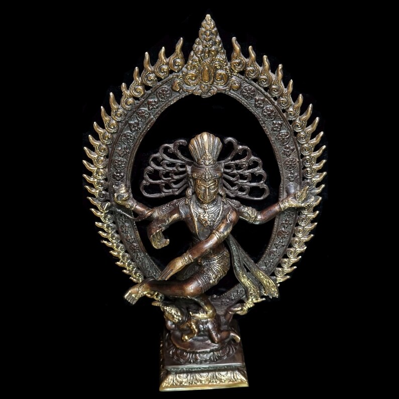Handcrafted Bronze Nataraja Statue: Shiva Cosmic Dance Figurine for Altar image 7
