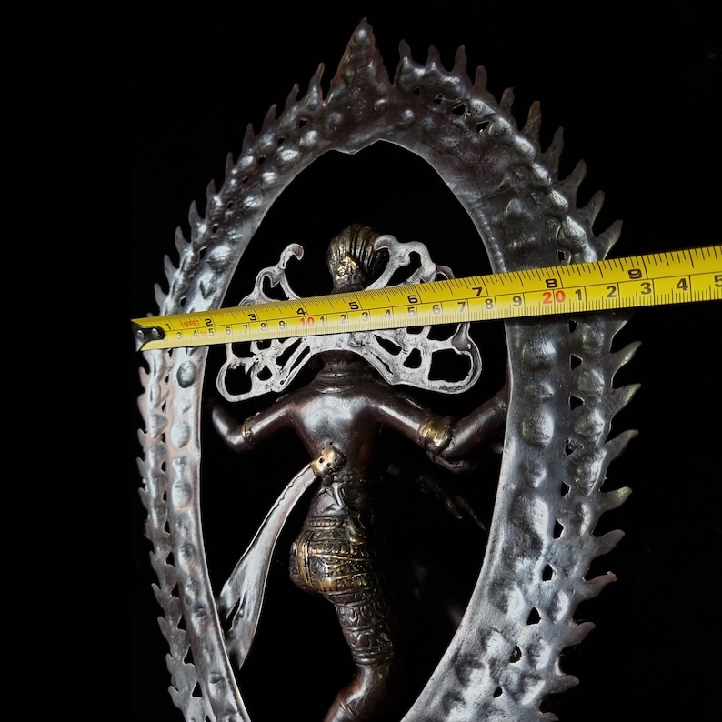 Handcrafted Bronze Nataraja Statue: Shiva Cosmic Dance Figurine for Altar image 11