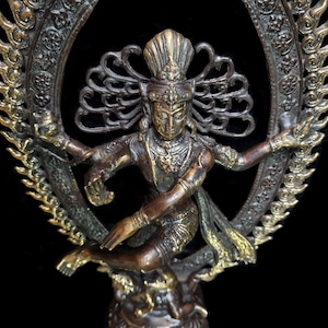 Handcrafted Bronze Nataraja Statue: Shiva Cosmic Dance Figurine for Altar image 8