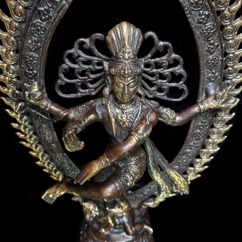 Handcrafted Bronze Nataraja Statue: Shiva Cosmic Dance Figurine for Altar image 8
