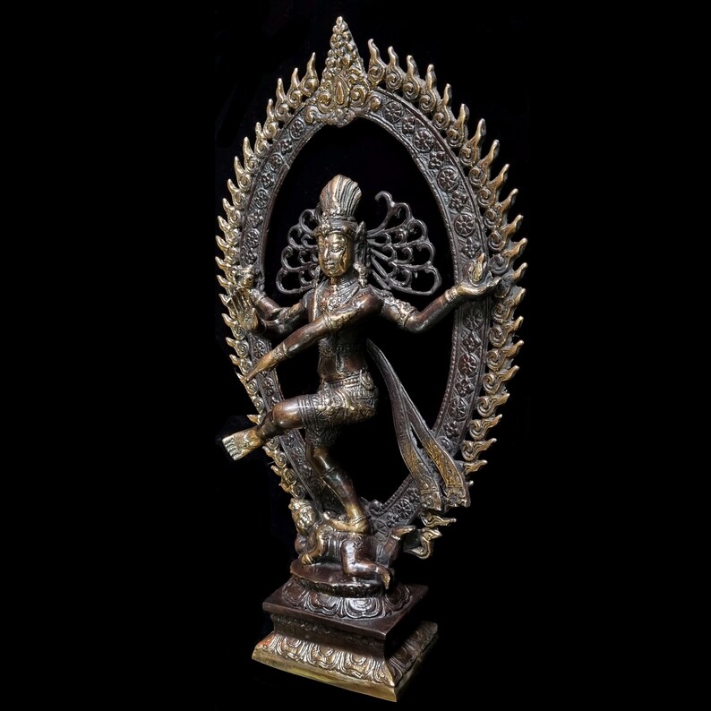 Handcrafted Bronze Nataraja Statue: Shiva Cosmic Dance Figurine for Altar image 4
