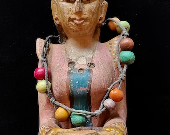 Vintage Burmese Wood-Carved Siting Mandalay &#39;NAT&#39; Spirit, Myanmar Sculpture