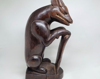 1940s Balinese Wooden Mythical Animal Sculpture, Pita Maha Art Deco (24cm)