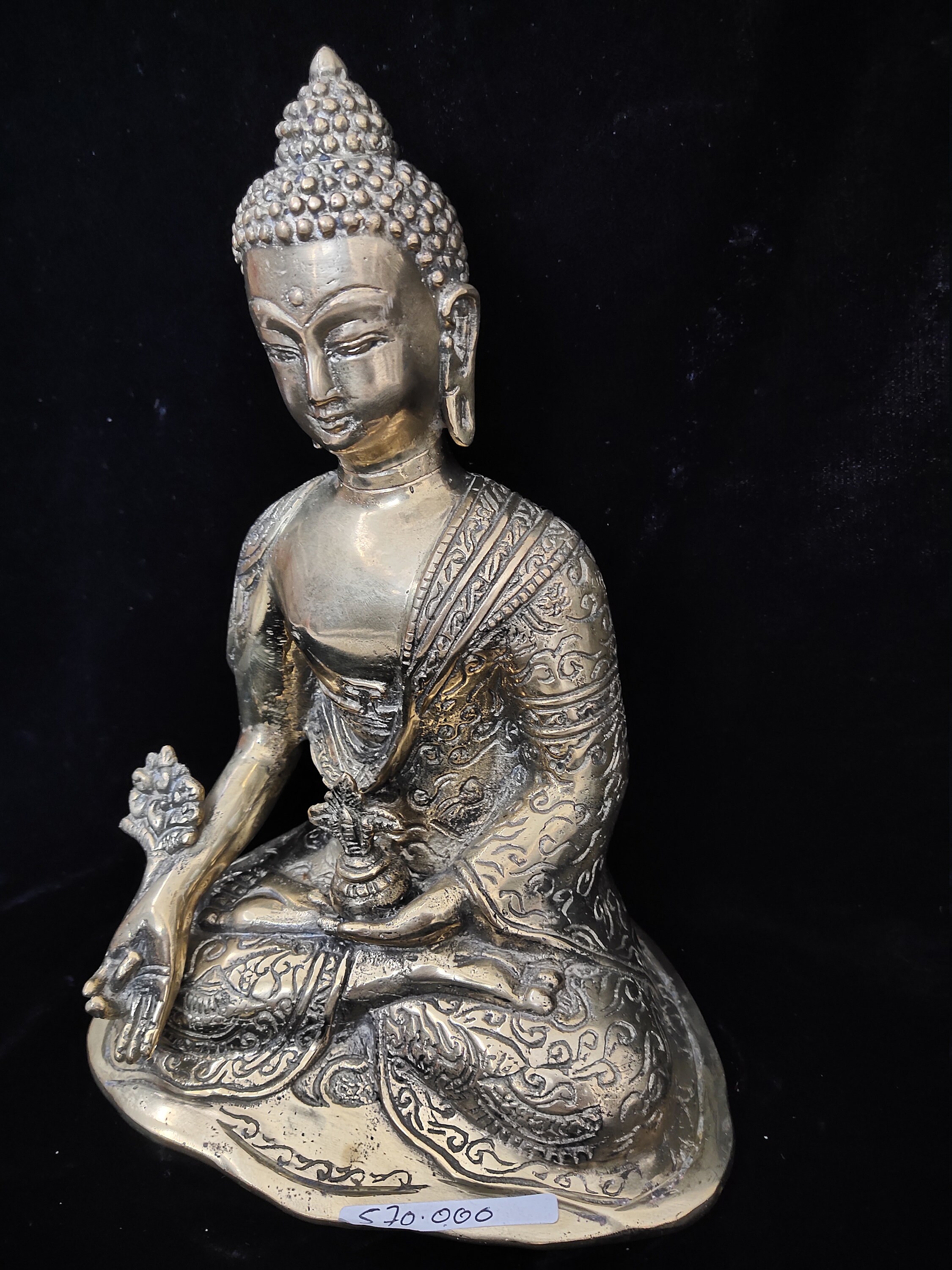 Bronze Buddha Turquoise Head Statue Seated in transcendental Meditation yoga Enlightenment Home Decor