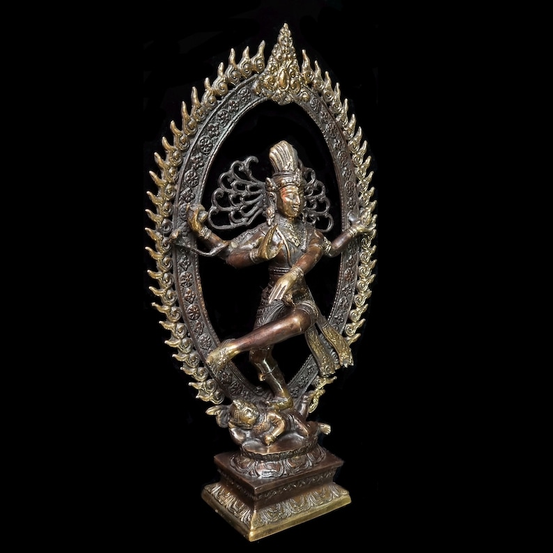 Handcrafted Bronze Nataraja Statue: Shiva Cosmic Dance Figurine for Altar image 5