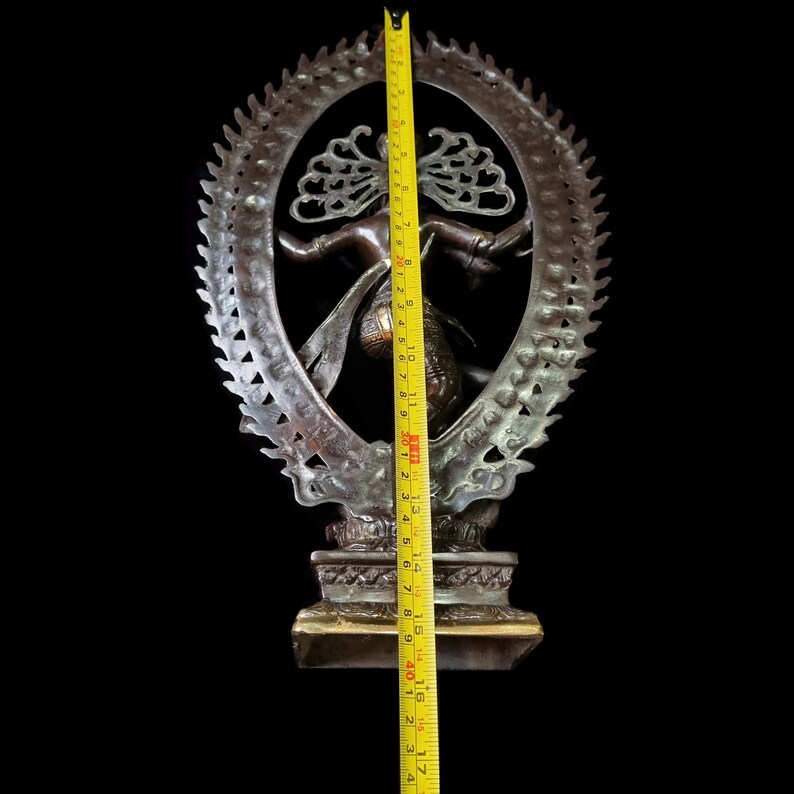 Handcrafted Bronze Nataraja Statue: Shiva Cosmic Dance Figurine for Altar image 10